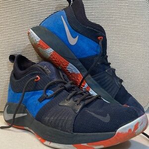 Nike Black and Blue Sneakers with Orange Accents